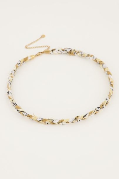 Beige geflochtene Halskette mit Sonnensteinen