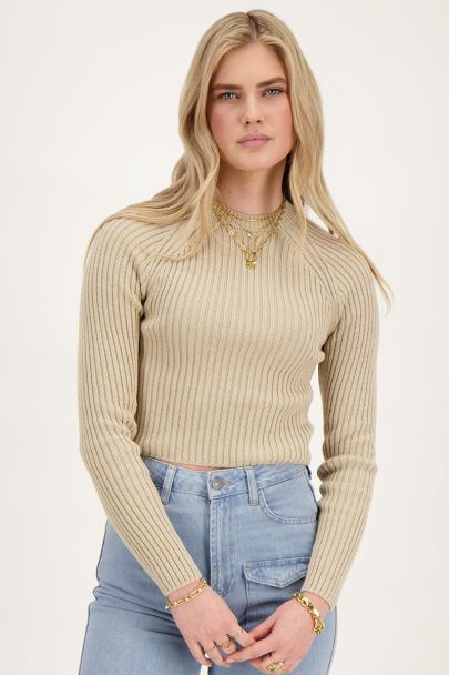 Beige knitted crop top