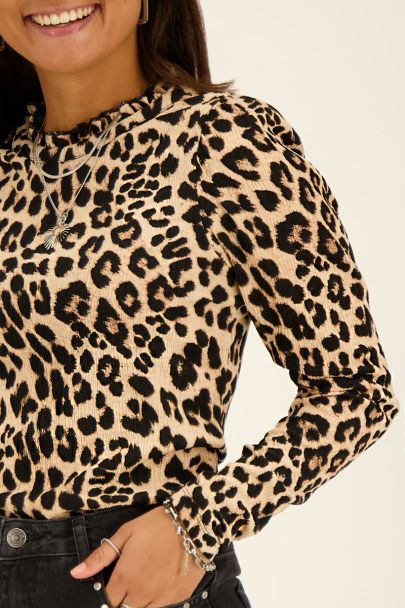 Beige leopard print top with texture