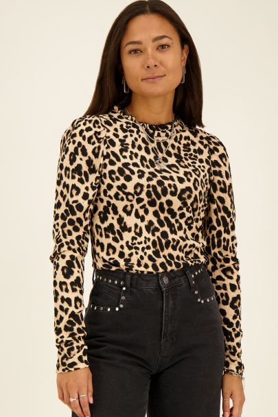 Beige leopard print top with texture