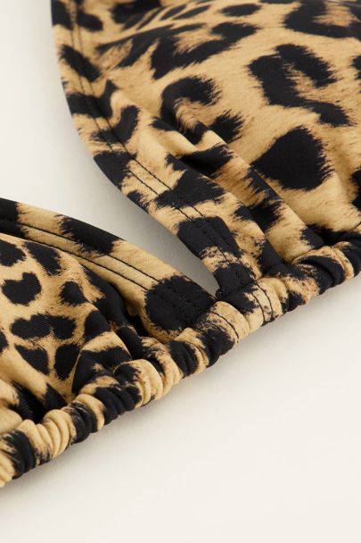 Beige leopard print triangle bikini set