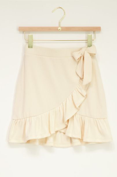 Beige wrap skirt with ruffle