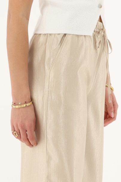 Pantalon large beige brillant