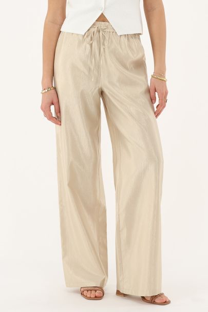 Pantalon large beige brillant