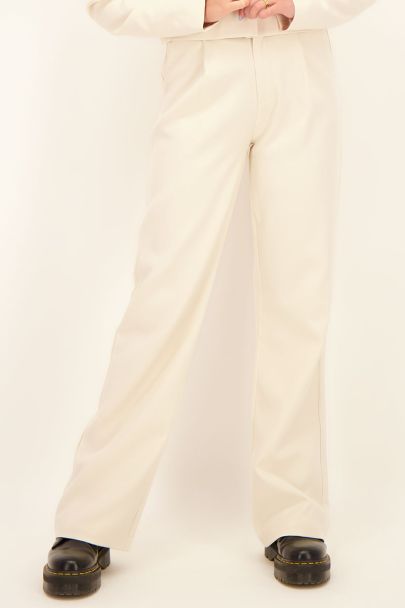 Beige straight fit trousers 