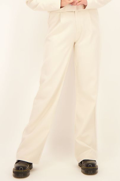 Beige straight fit pantalon 