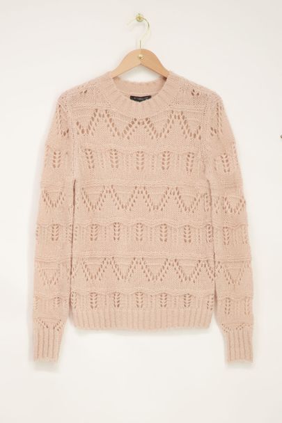 Beige Ajour pattern sweater