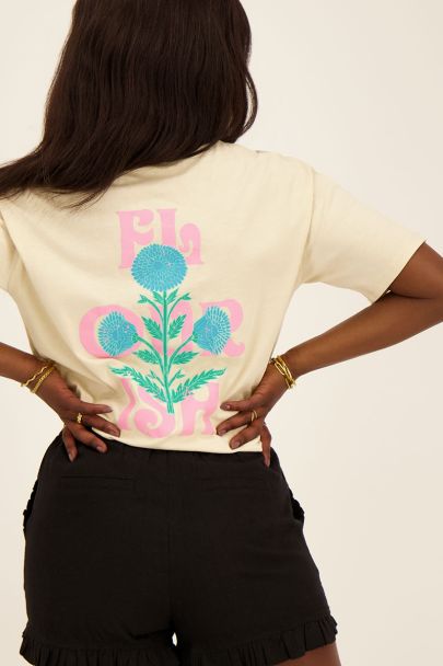 Beige 'flourish' T-shirt