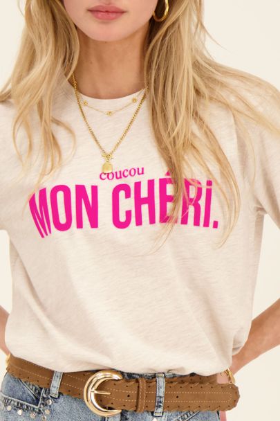 Beiges T-Shirt "Mon Chéri"