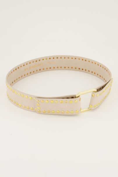 Beige waist belt with gold studs 