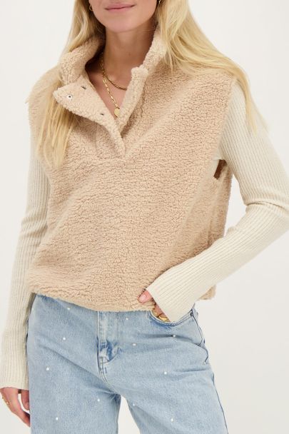 Beige teddy sweater vest