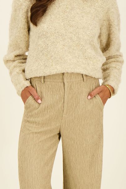 Beige textured trousers
