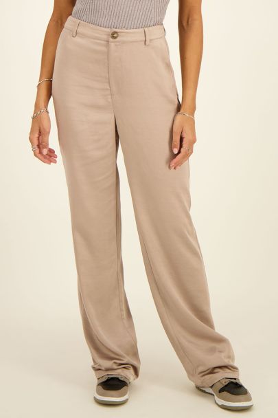 Beige trousers satin-look