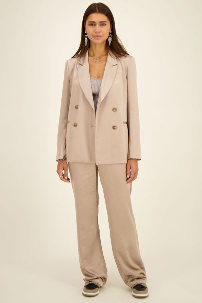 Beige trousers satin-look