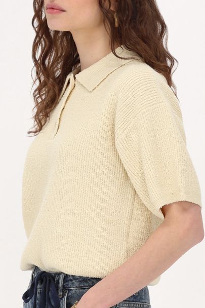 Beige bouclé polo