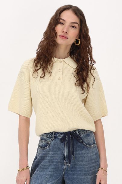 Beige bouclé polo