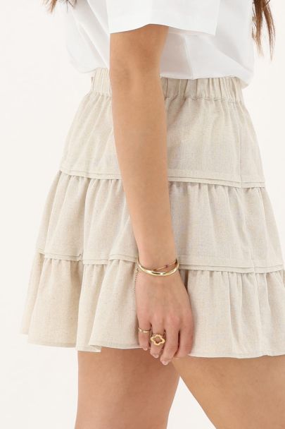 Beige linen skirt with ruffles