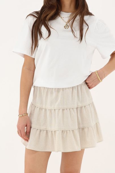 Beige linen skirt with ruffles
