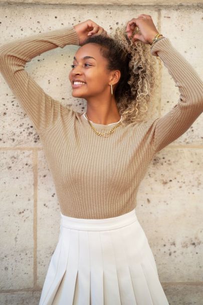 Beige glitter sweater with buttons