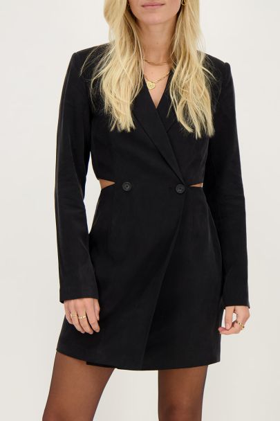 Black blazer dress with open back