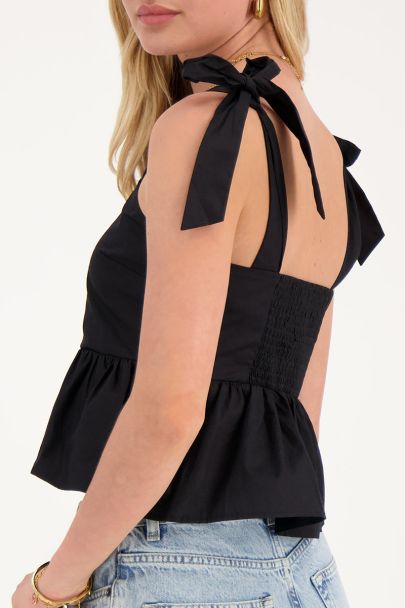 Black corset top with bow ties