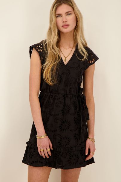 Black floral embroidered dress 