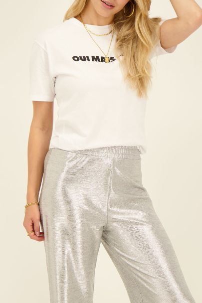 Wide-leg silver trousers