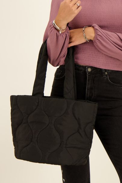 Black padded tote bag