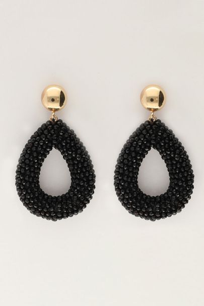 Black statement earrings with rhinestones | My Jewellery