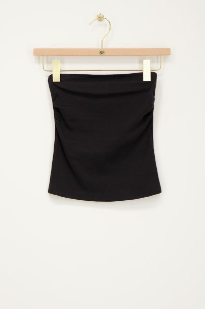 Zwarte strapless rib top