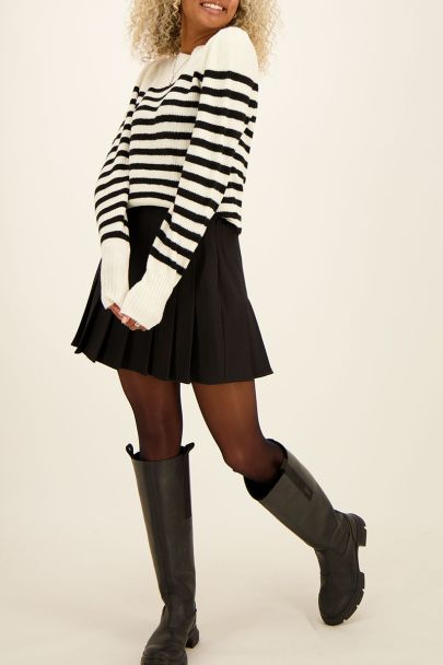 black striped boat-neck sweater