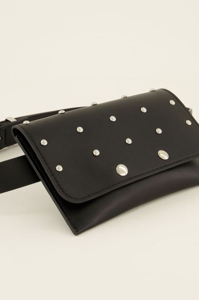 Black belt with studs & pouch