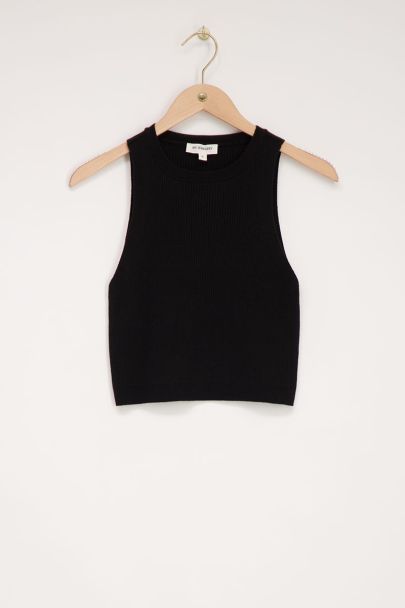 Zwarte tanktop met rib
