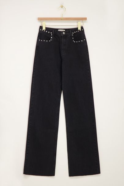 Zwarte jeans met wijde pijpen & studs | My Jewellery