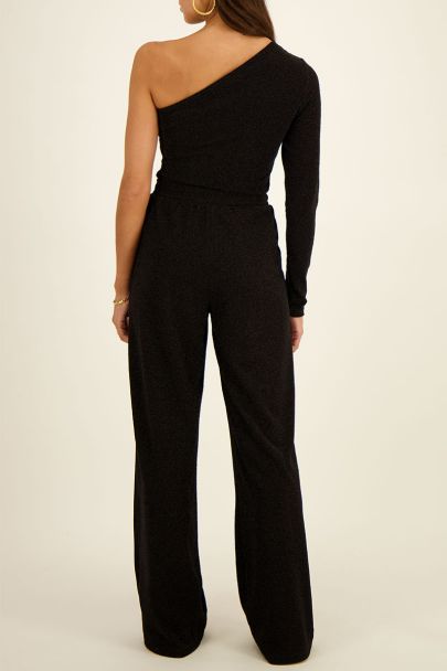 Black wide-leg trousers with lurex
