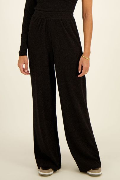 Black wide-leg pants with lurex