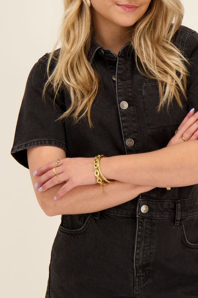 Schwarzer Denim Playsuit mit Taschen