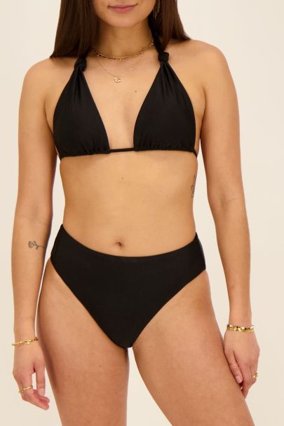 Schwarze High Waist Bikini Hose glänzend