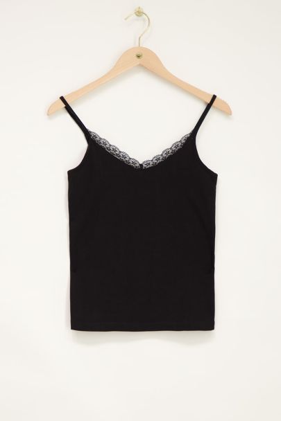 Zwarte singlet met kant