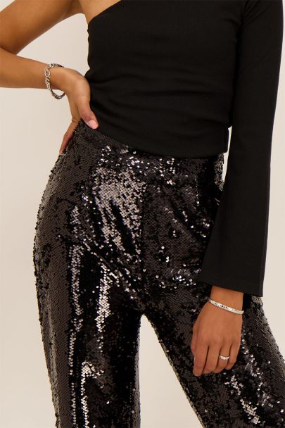Black sequined trousers