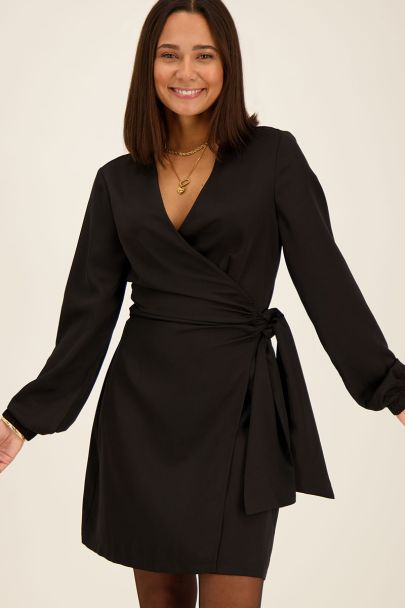 Black wrap dress with bow