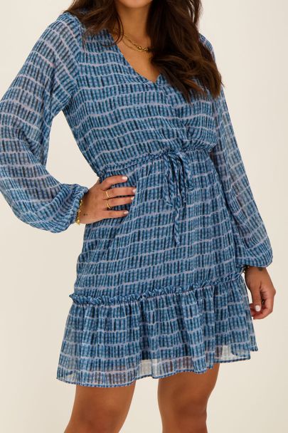 Blauwe jurk met tie-dye print