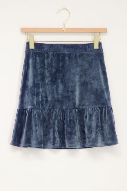 Blauwe velvet rok