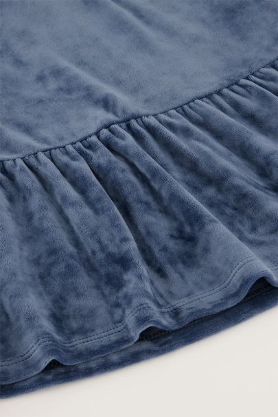 Blauwe velvet rok