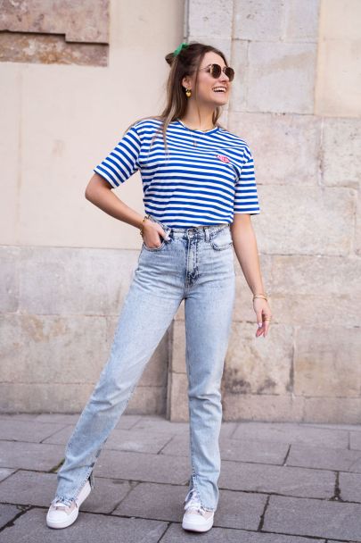 Blue split seam jeans