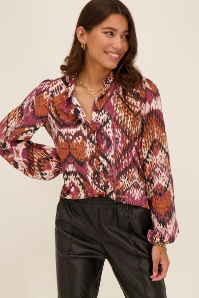 Dames zomer blouse met kleurrijke bohemian print main image 1