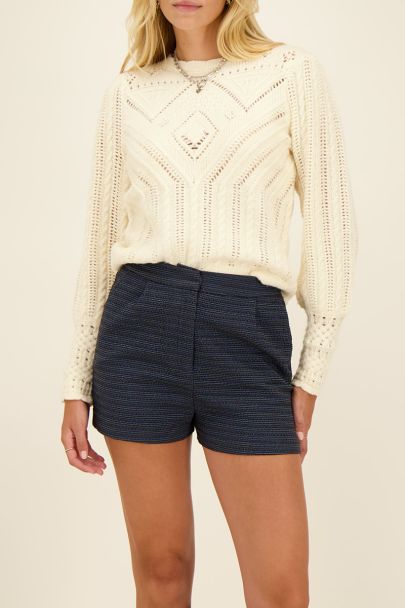 Blaue Boucle-Shorts mit Lurex