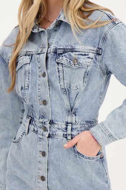 Blue denim dress button-up