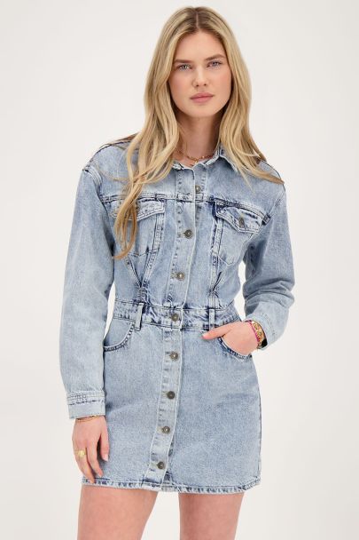 Blaues Denim-Kleid Button-up