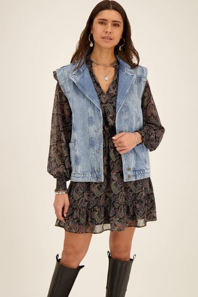 Blauw denim gilet met zakken